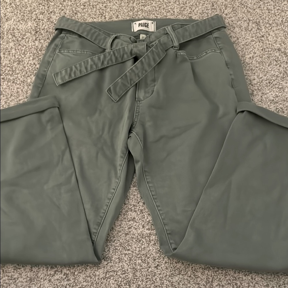Paige Green Belted canvas Pants Size 27